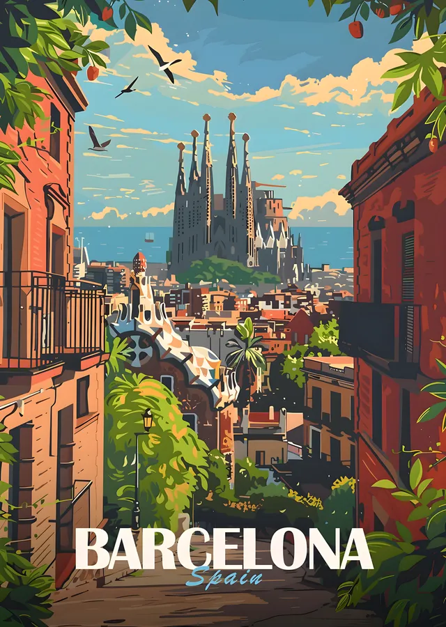 Barcelona Sagrada Familia Manzara metal tablo