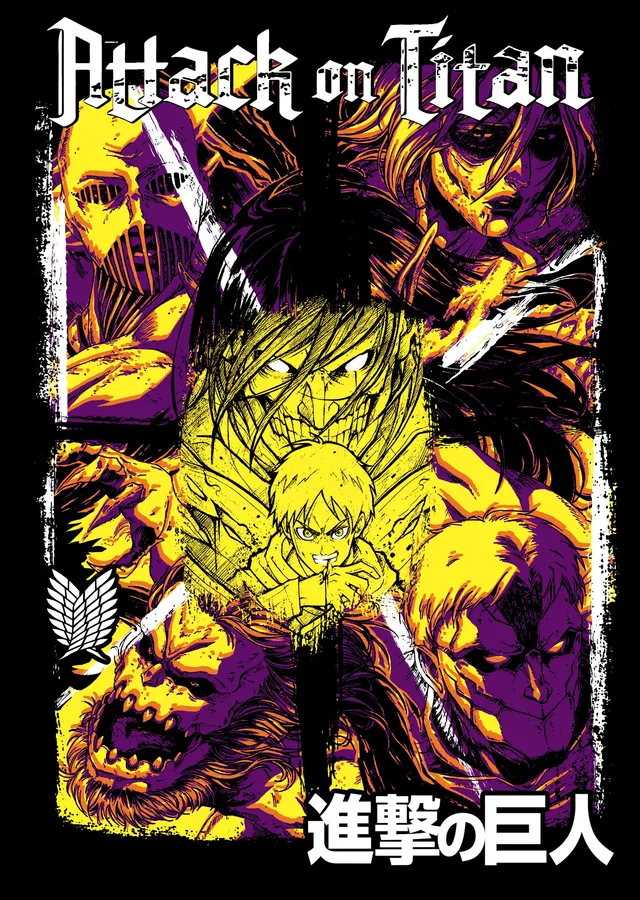 Attack on Titan: Sarı Mor Titan Afişi metal tablo