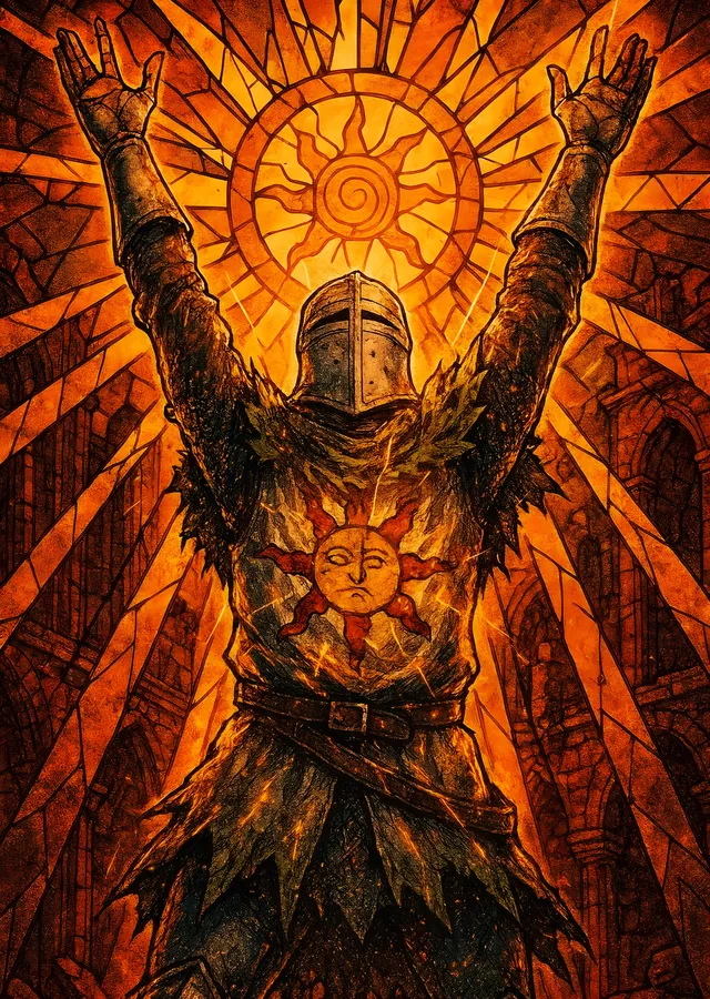 Dark Souls: Solaire Vitray metal tablo