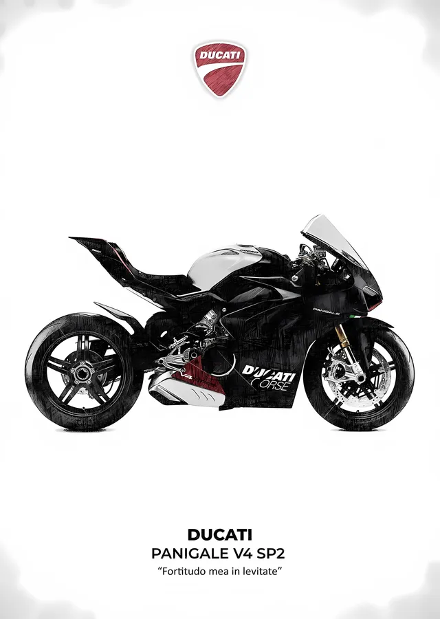 Ducati Panigale V4 SP2 - Beyaz Zemin metal tablo
