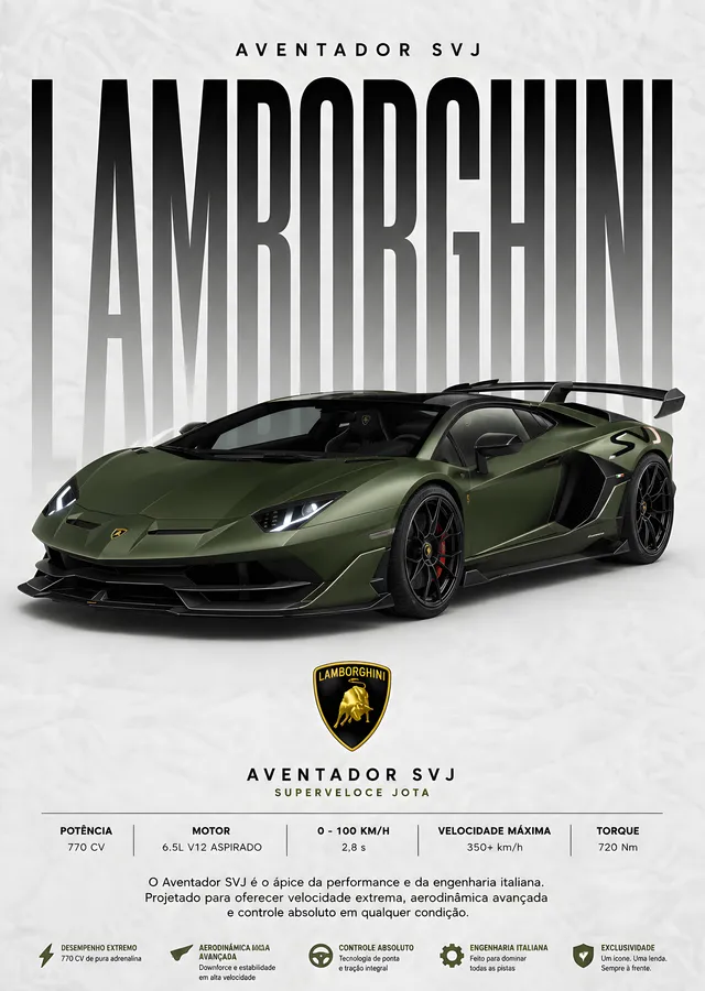 Lamborghini Aventador SVJ metal tablo