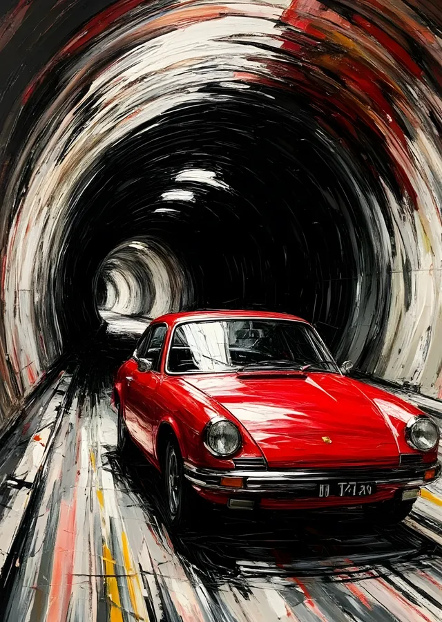 Porsche 911: Tünel metal tablo