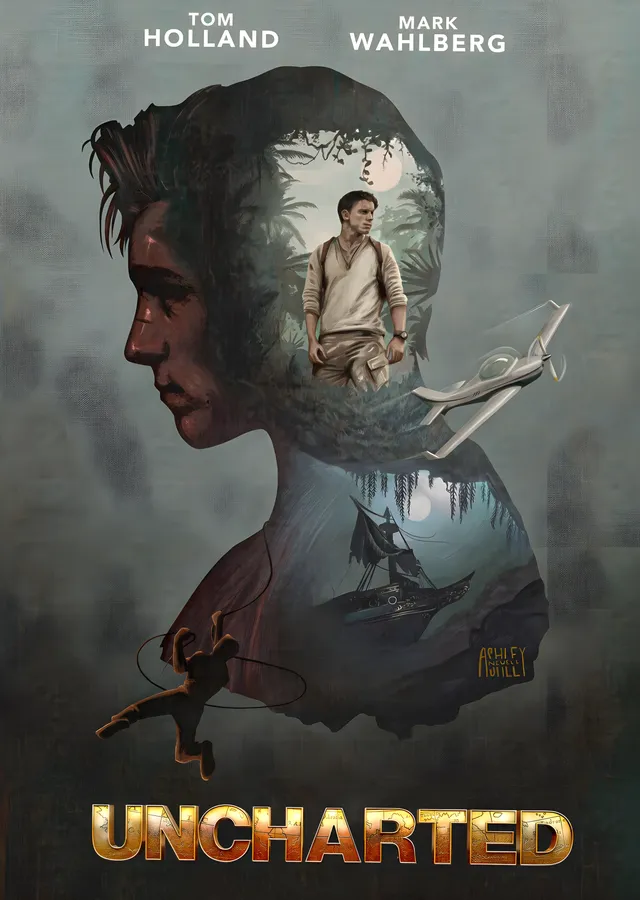 Uncharted - Tom Holland Çift Pozlama metal tablo
