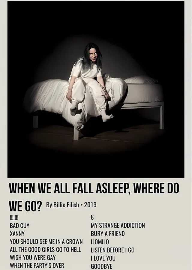 Billie Eilish: When We All Fall Asleep, Where Do We Go? metal tablo