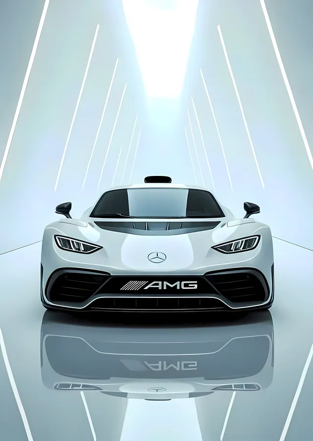 Mercedes-AMG Beyaz Spor Araba metal tablo