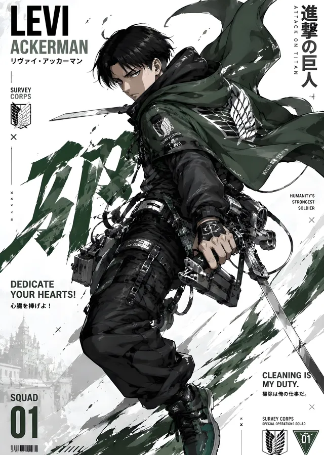 Attack on Titan: Levi Ackerman Hamlesi metal tablo