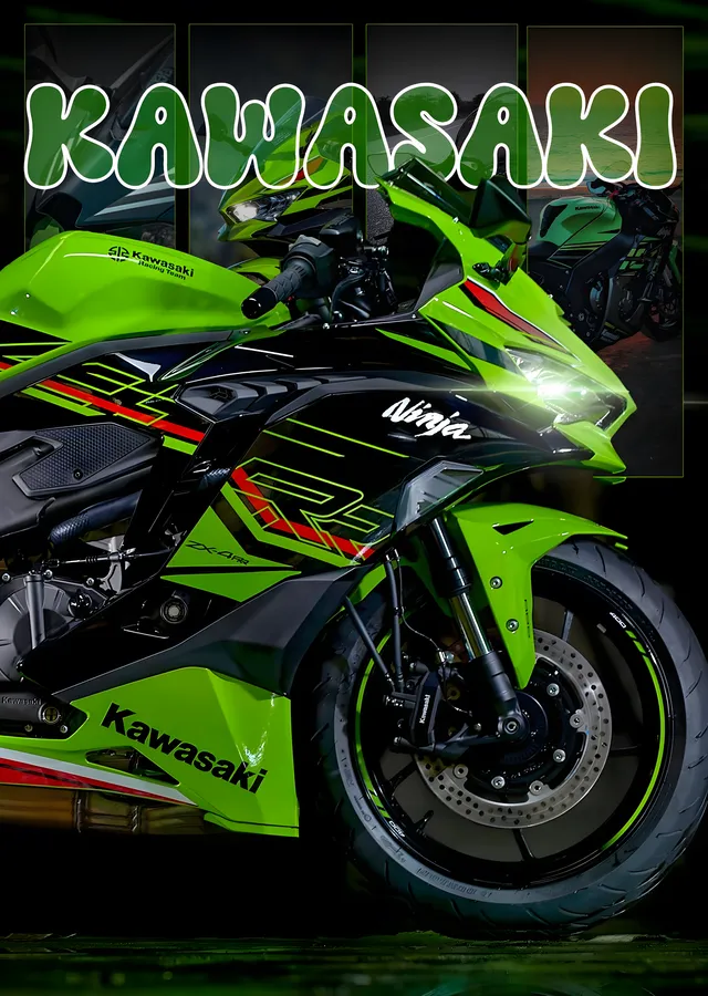 Kawasaki Ninja - Yeşil Grafiti Tipografi metal tablo