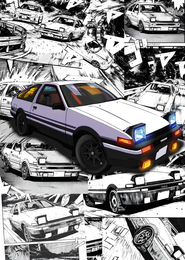 Toyota AE86 - Manga Paneli metal tablo