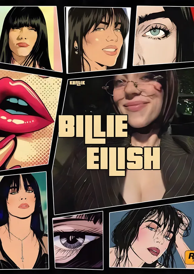 Billie Eilish: Çizgi Roman Karesi metal tablo