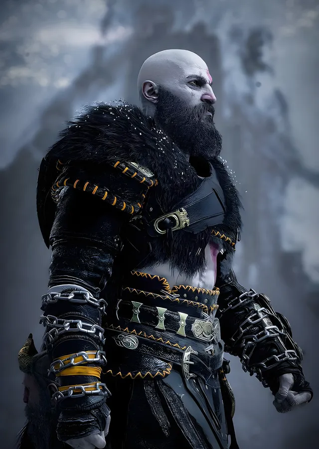 God of War Ragnarök: Kratos Portre metal tablo