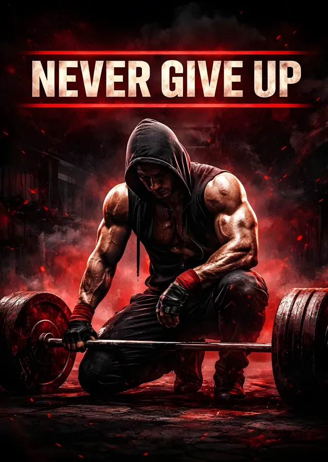 Never Give Up - Kırmızı Işıkta Kaldırış metal tablo