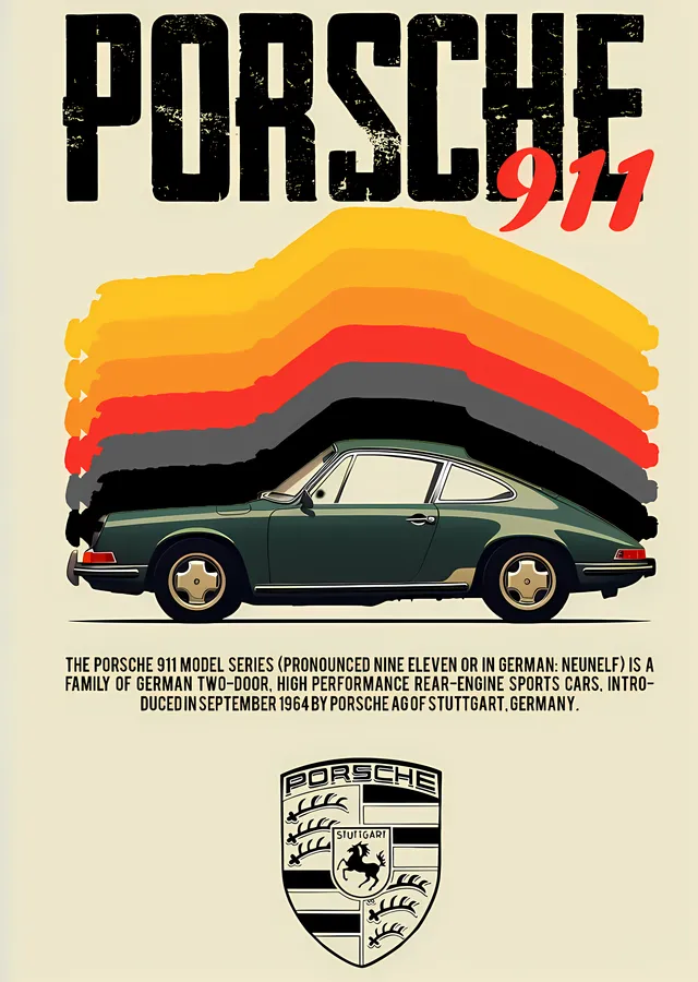 Porsche 911 Retro metal tablo