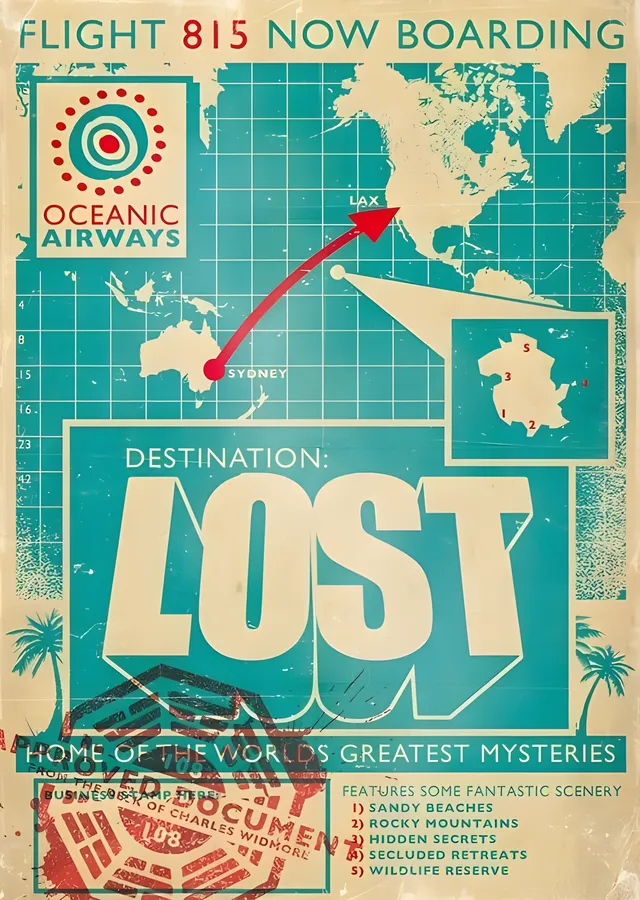 LOST: Flight 815 Now Boarding metal tablo