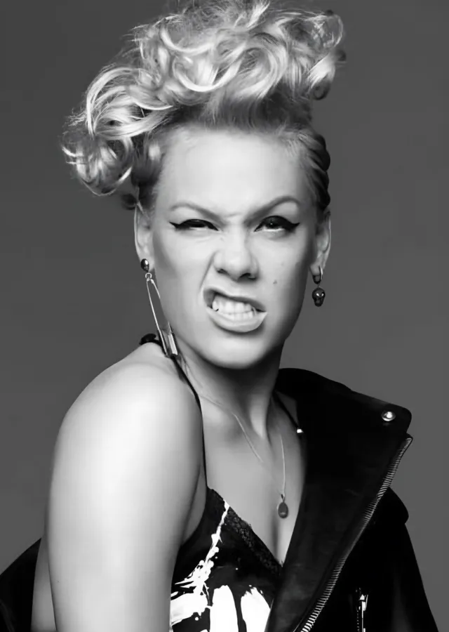 Pink - Siyah Beyaz Deri Ceket metal tablo