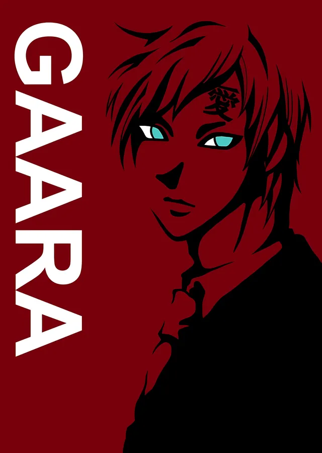 Gaara - Kırmızı Zeminde Grafik Portre metal tablo