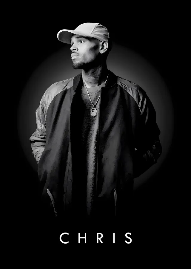 Chris Brown - Siyah Zeminde Profil metal tablo