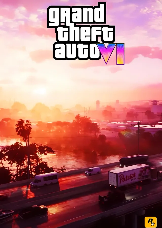 Grand Theft Auto VI - Otoyolda Gün Batımı metal tablo