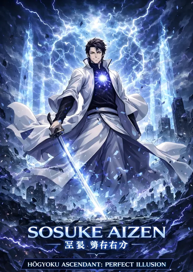 Bleach - Sousuke Aizen Mavi Işık metal tablo