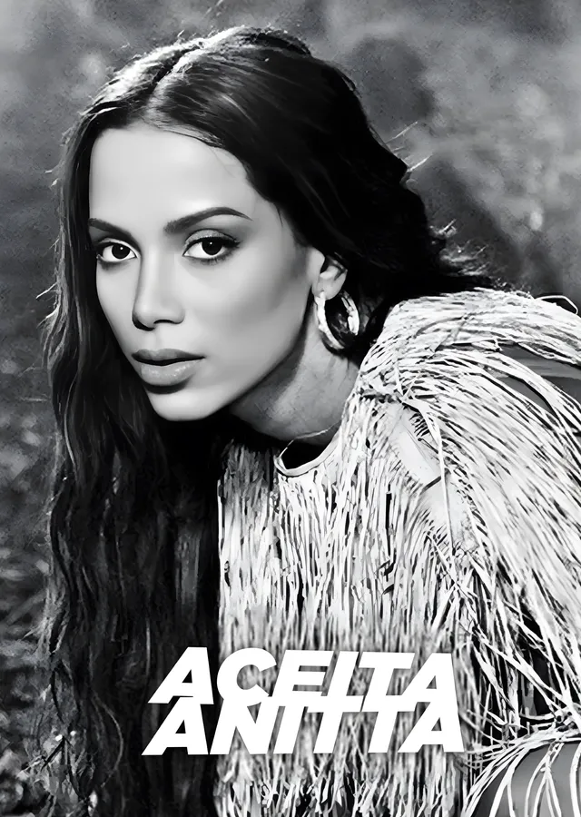 Anitta - Siyah Beyaz Tüylü Ceket metal tablo