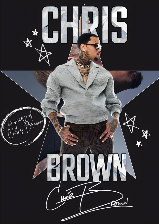 Chris Brown - Yirminci Yıl Afişi metal tablo