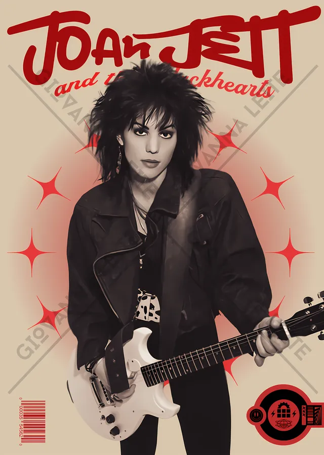 Joan Jett and the Blackhearts - Krem Zeminde Portre metal tablo
