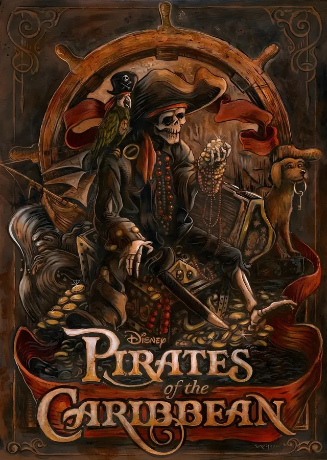 Pirates of the Caribbean İskelet Korsan metal tablo