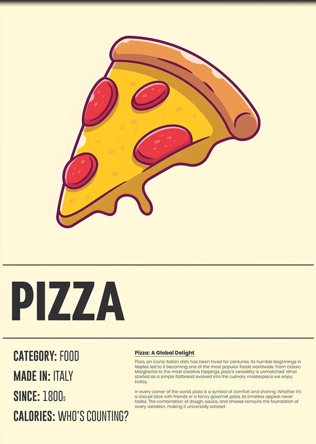 Pizza Mutfak Kartı metal tablo