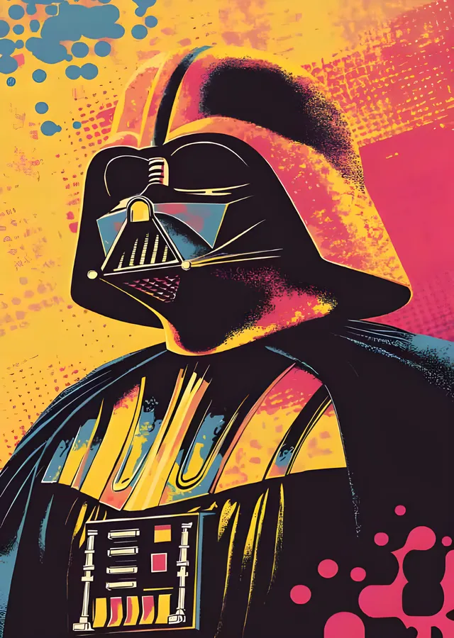 Darth Vader - Retro Serigrafi Vektör metal tablo