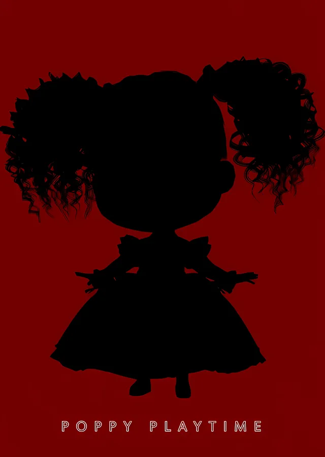 Poppy Playtime: Kızıl Zeminde Bebek Silüeti metal tablo