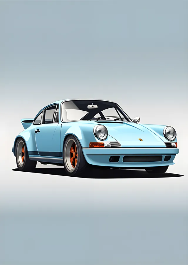 Porsche 911 - Buz Mavisi Retro metal tablo