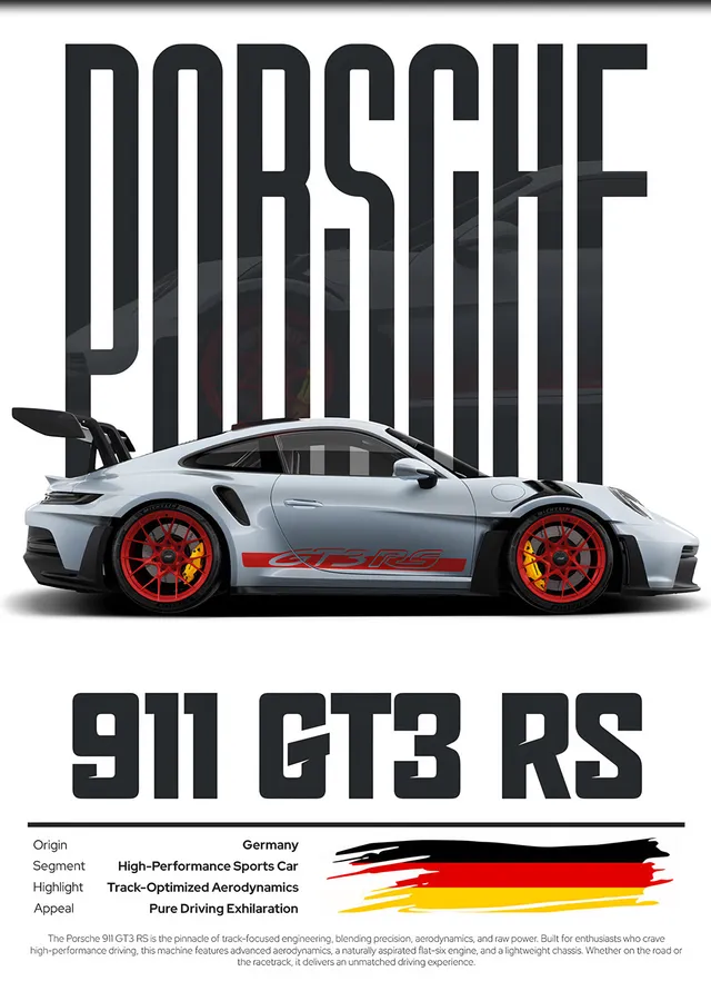 Porsche 911 GT3 RS Beyaz Künye metal tablo