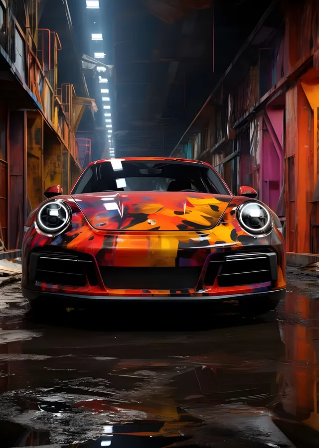 Porsche 911 - Sıçrama Boya Kaplama metal tablo