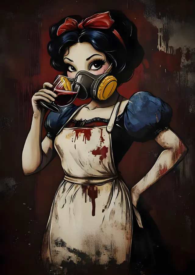 Gaz Maskeli Prenses - Kanlı Önlük Pop Art metal tablo