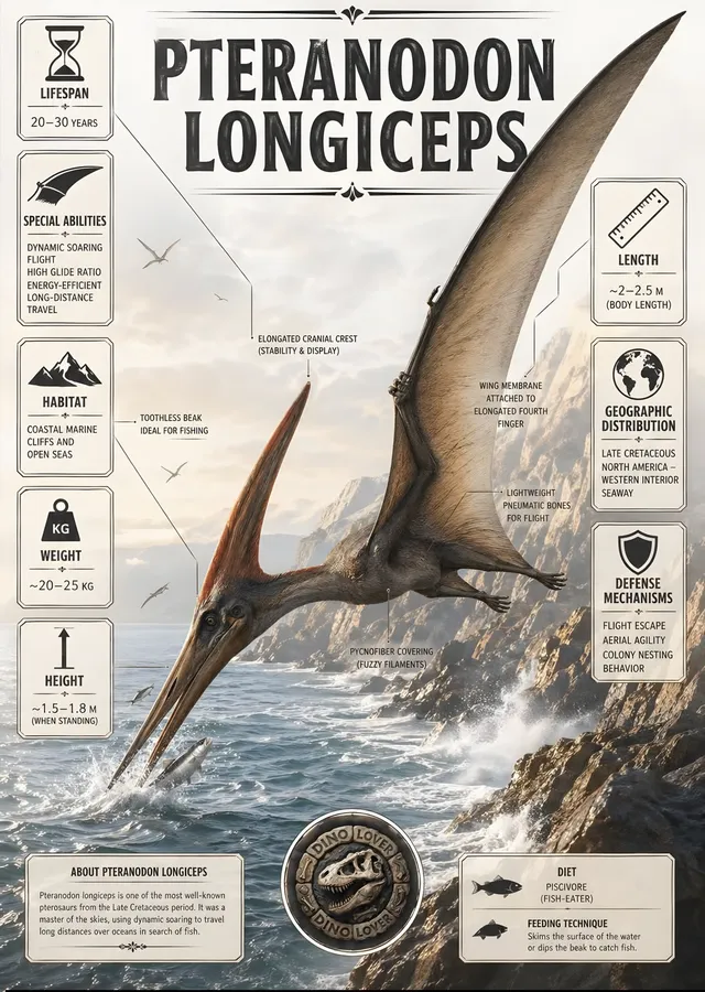 Pteranodon Longiceps - Bilgi Levhası metal tablo