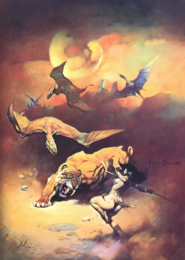 Pterodaktil Saldırısı - Frank Frazetta metal tablo