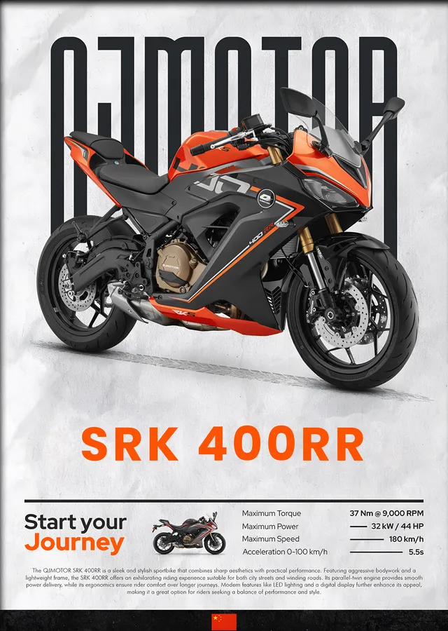 QJMOTOR SRK 400RR Turuncu metal tablo