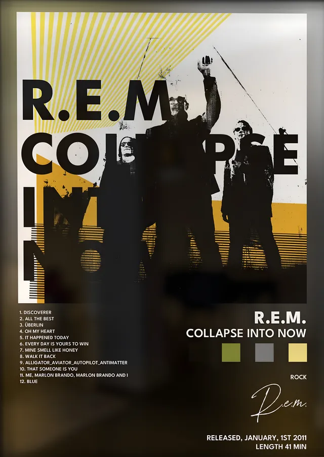 R.E.M.: Collapse into Now metal tablo