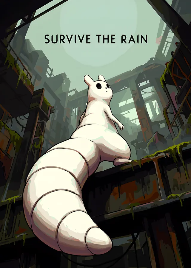 Rain World: Yağmurlu Harabede Beyaz Slugcat metal tablo