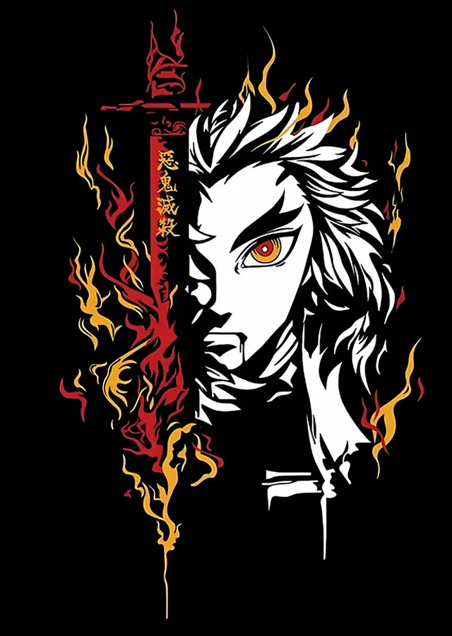 Rengoku Alev Yarısı metal tablo