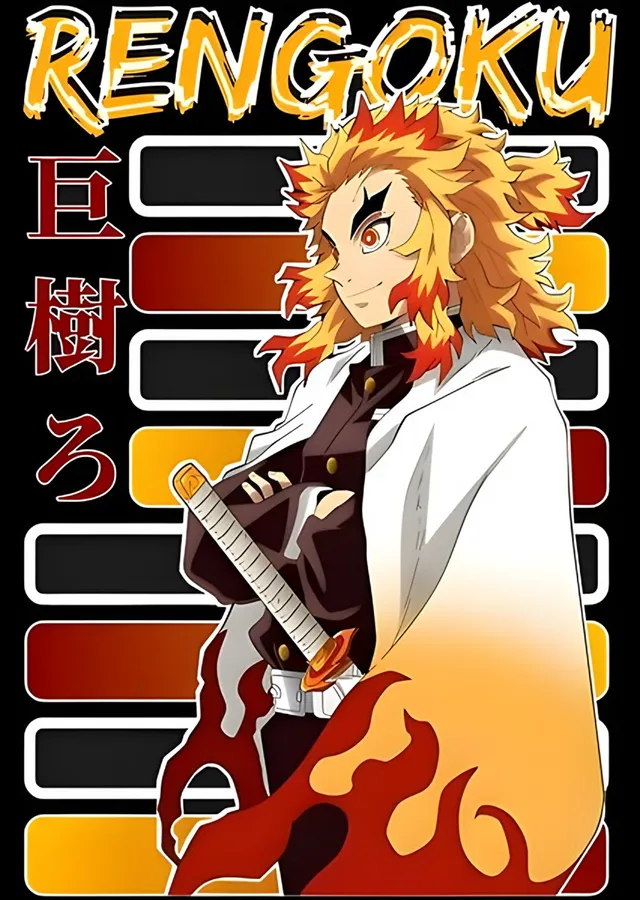 Rengoku Kyojuro Alev Hashira metal tablo