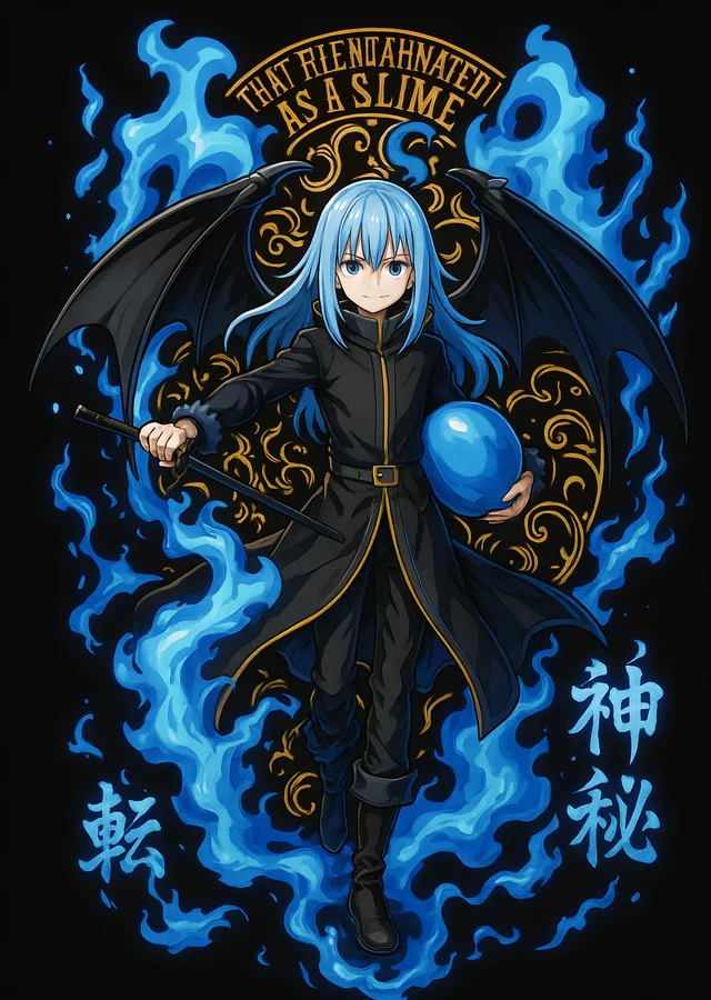 Rimuru Tempest - Mavi Alevler metal tablo