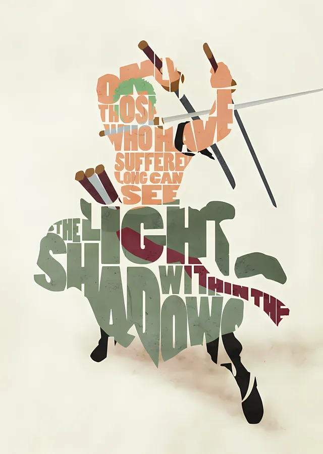 Roronoa Zoro - Tipografi metal tablo