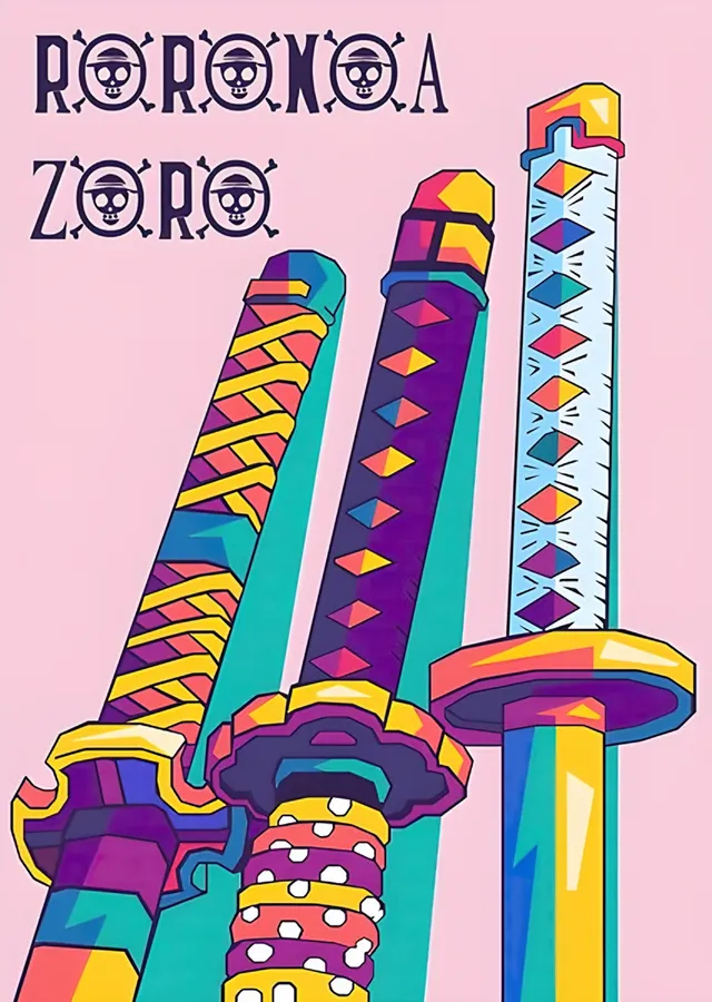 Roronoa Zoro Üç Kılıç Pop Art metal tablo