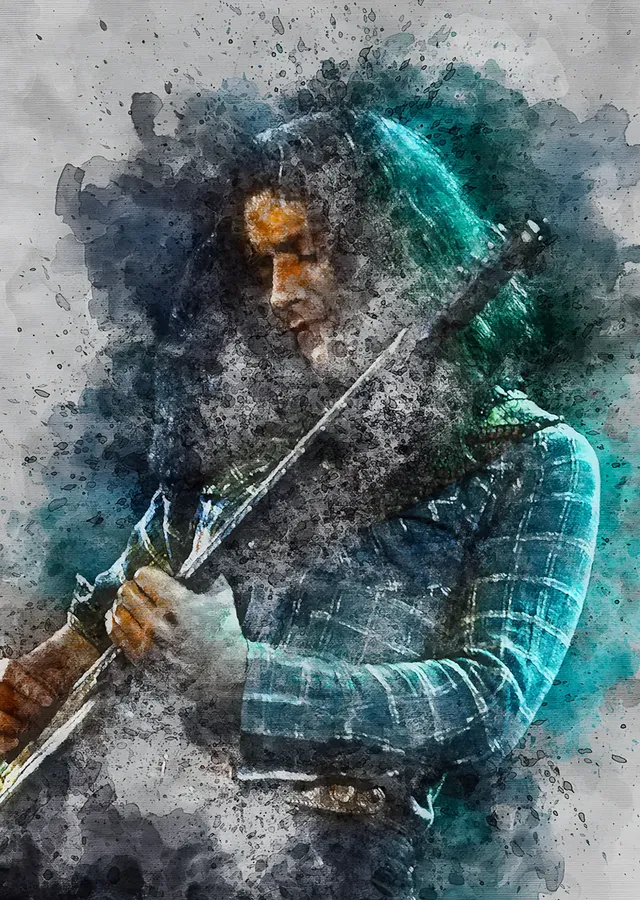 Rory Gallagher: Turkuaz Sıçramada Gitar metal tablo