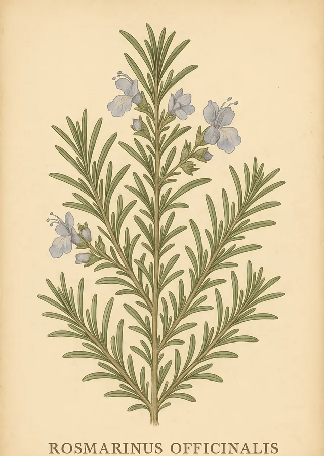 Rosmarinus Officinalis: Biberiye Botanik Levhası metal tablo