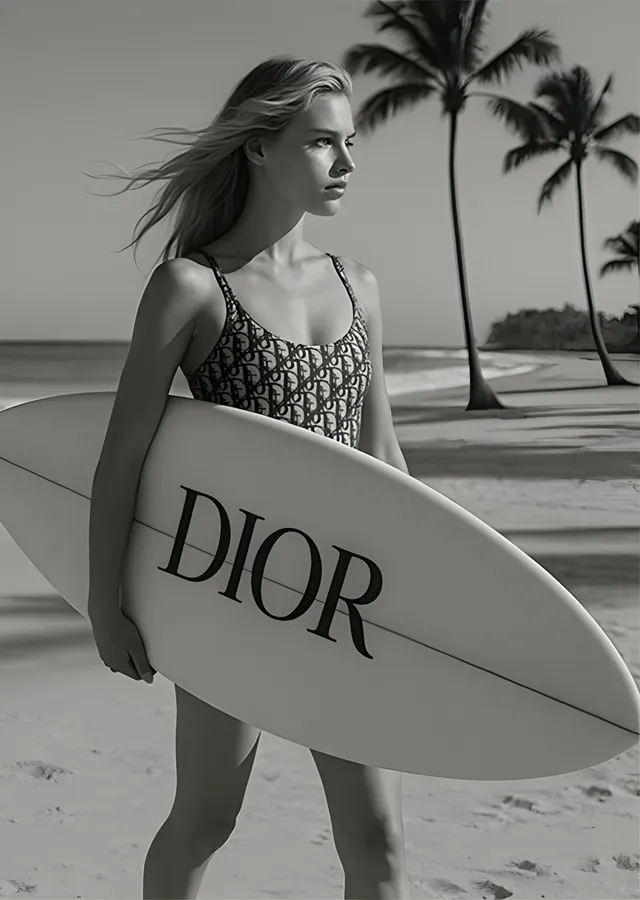 Dior: Rüzgârda Sörfçü - Uzun Tahta metal tablo