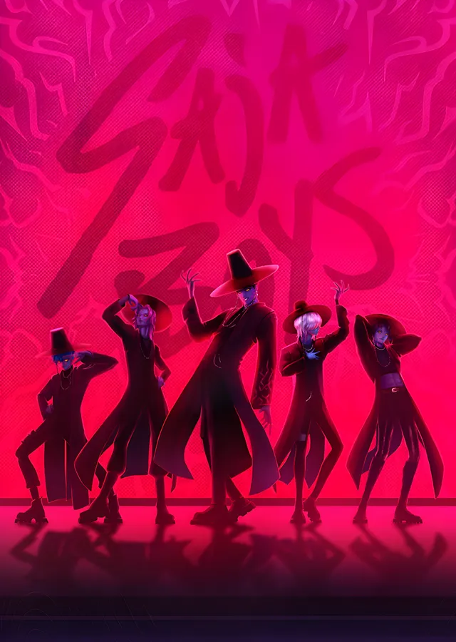 Saja Boys - Neon Kırmızı metal tablo