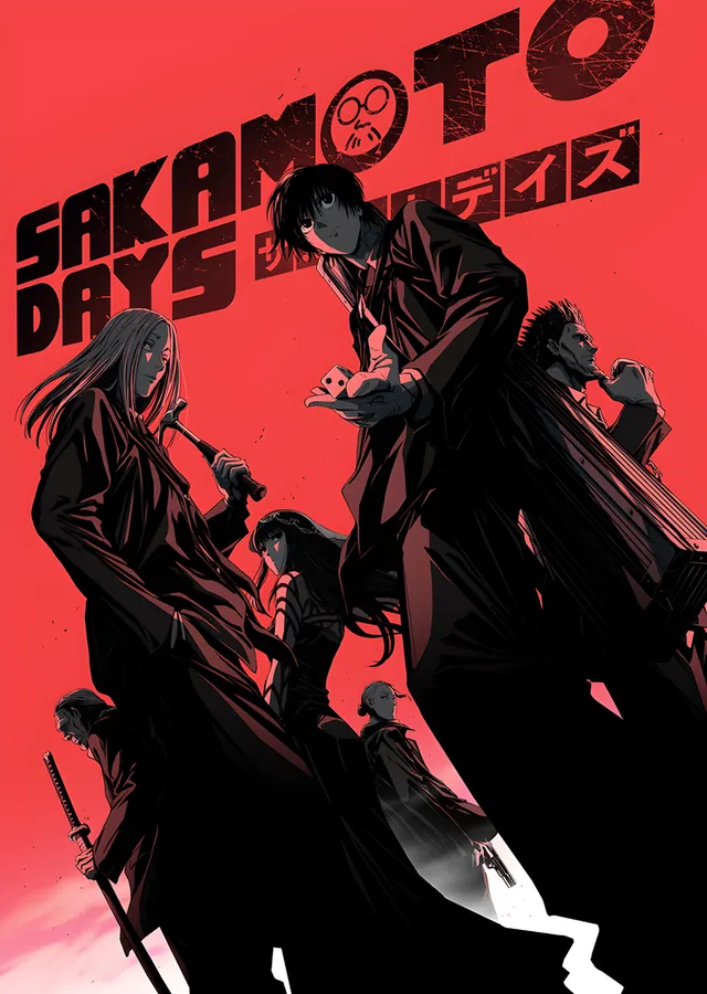 Sakamoto Days Kızıl Siluetler metal tablo
