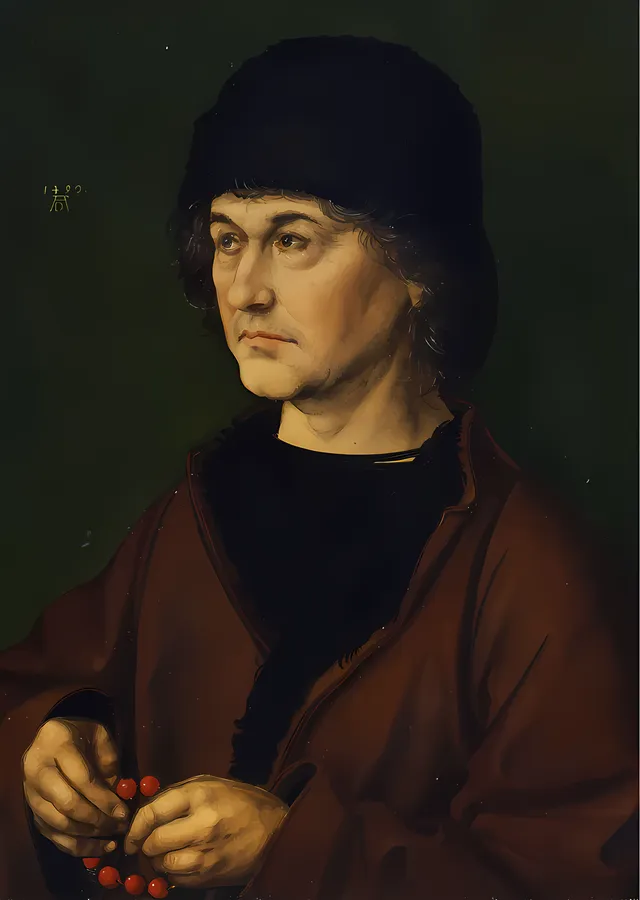 Sanatçının Babasının Portresi - Albrecht Dürer metal tablo