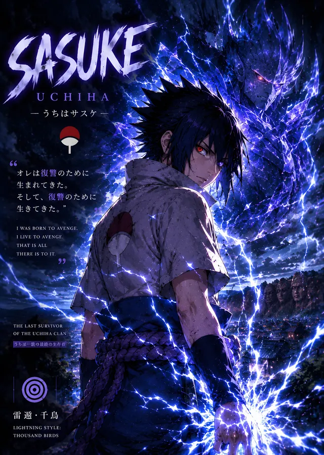 Sasuke Uchiha - Fırtınada Chidori metal tablo
